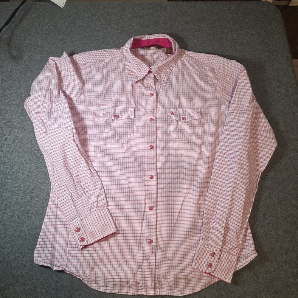 Aura by Wrangler Western Shirt Women's Pink Pearl Snap Sz M V1